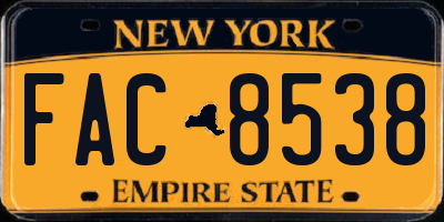 NY license plate FAC8538