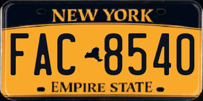 NY license plate FAC8540