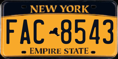 NY license plate FAC8543