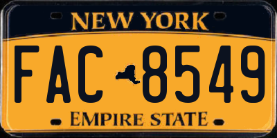 NY license plate FAC8549