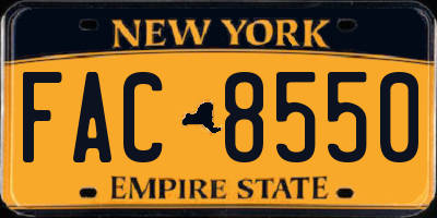 NY license plate FAC8550