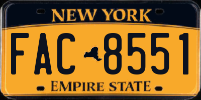 NY license plate FAC8551