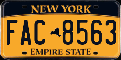 NY license plate FAC8563