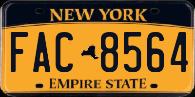 NY license plate FAC8564