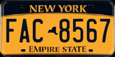 NY license plate FAC8567