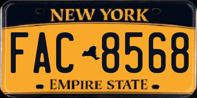 NY license plate FAC8568