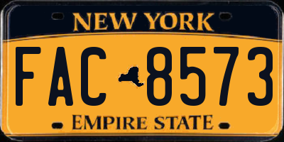 NY license plate FAC8573