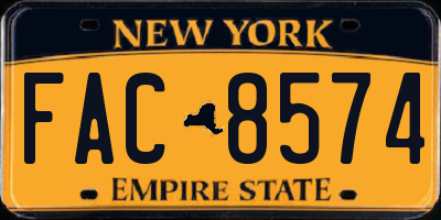 NY license plate FAC8574