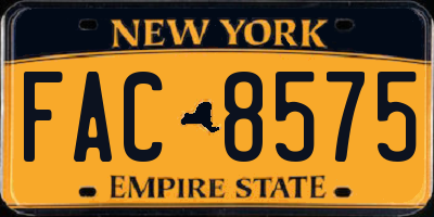 NY license plate FAC8575