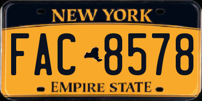 NY license plate FAC8578