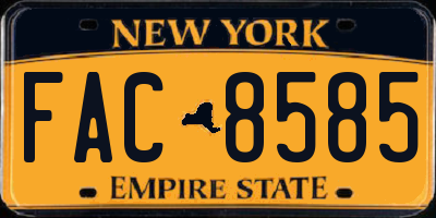 NY license plate FAC8585