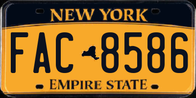 NY license plate FAC8586