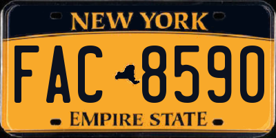 NY license plate FAC8590