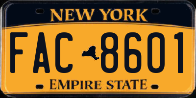 NY license plate FAC8601