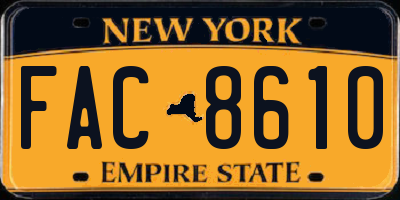 NY license plate FAC8610