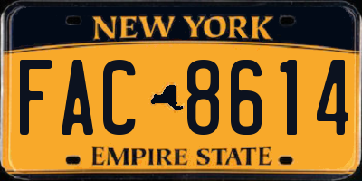 NY license plate FAC8614