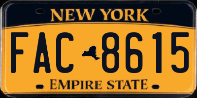 NY license plate FAC8615