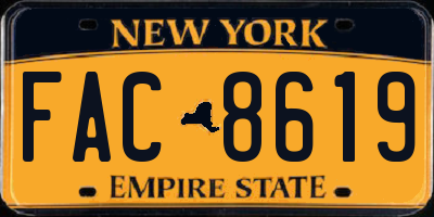 NY license plate FAC8619