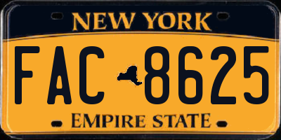 NY license plate FAC8625