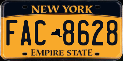 NY license plate FAC8628