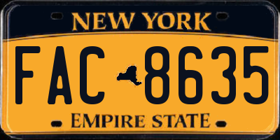 NY license plate FAC8635