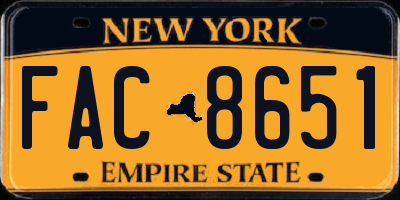 NY license plate FAC8651