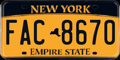 NY license plate FAC8670