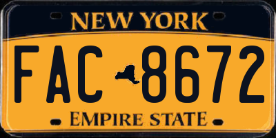 NY license plate FAC8672