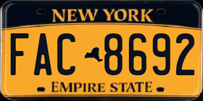 NY license plate FAC8692