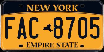 NY license plate FAC8705