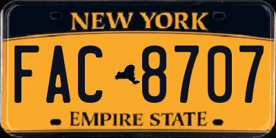 NY license plate FAC8707