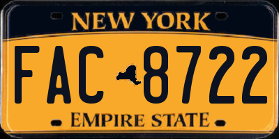 NY license plate FAC8722