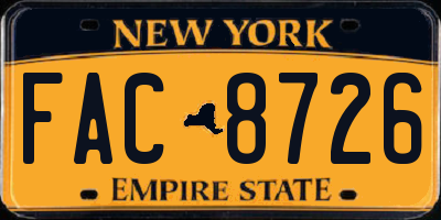 NY license plate FAC8726