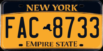 NY license plate FAC8733