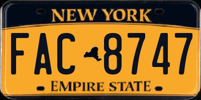 NY license plate FAC8747