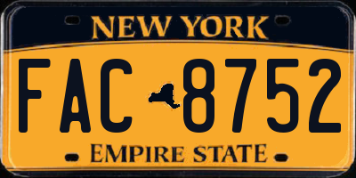 NY license plate FAC8752