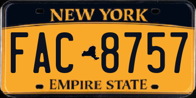 NY license plate FAC8757