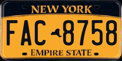 NY license plate FAC8758