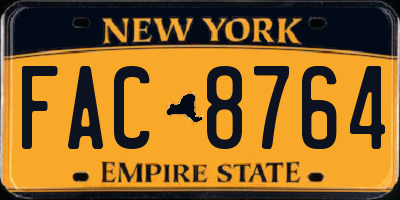 NY license plate FAC8764