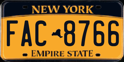 NY license plate FAC8766