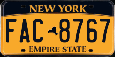 NY license plate FAC8767