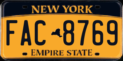 NY license plate FAC8769