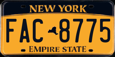 NY license plate FAC8775