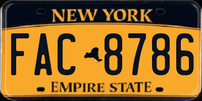 NY license plate FAC8786