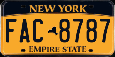 NY license plate FAC8787