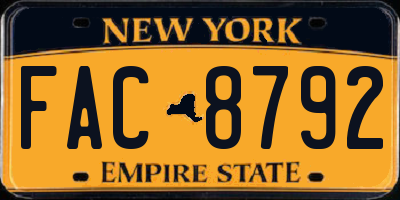 NY license plate FAC8792