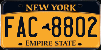 NY license plate FAC8802