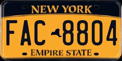 NY license plate FAC8804