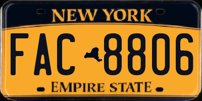 NY license plate FAC8806