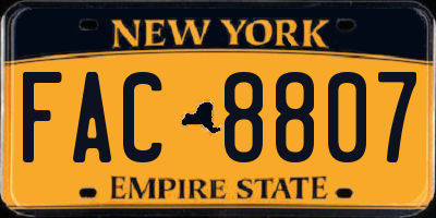 NY license plate FAC8807